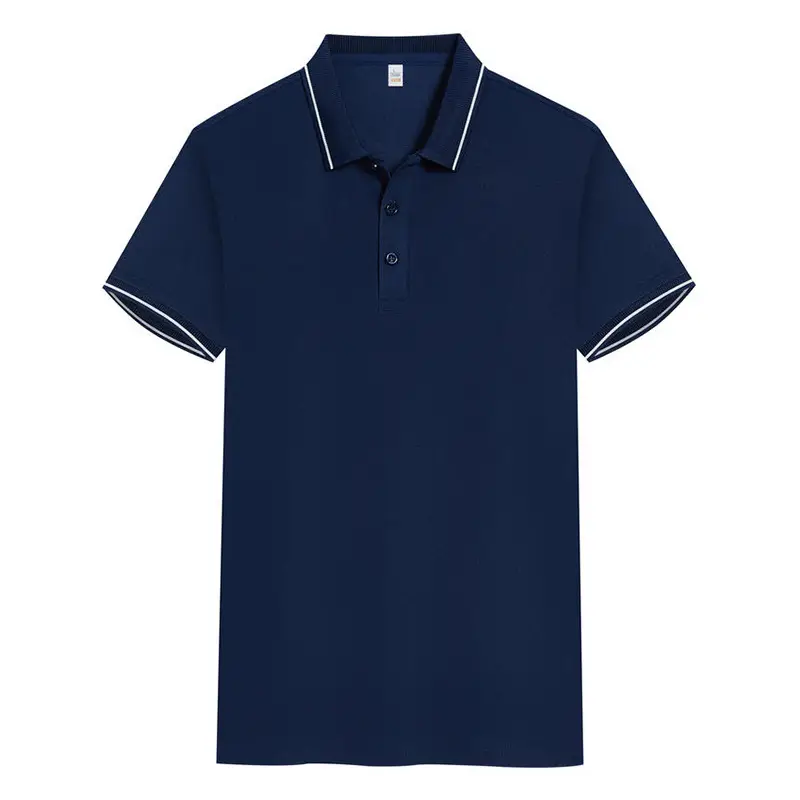 Light Blue Polo Shirt with White Trim for Men - Image 2