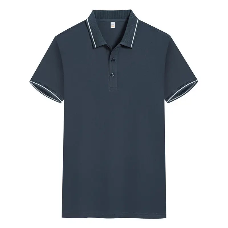 Light Blue Polo Shirt with White Trim for Men - Image 3