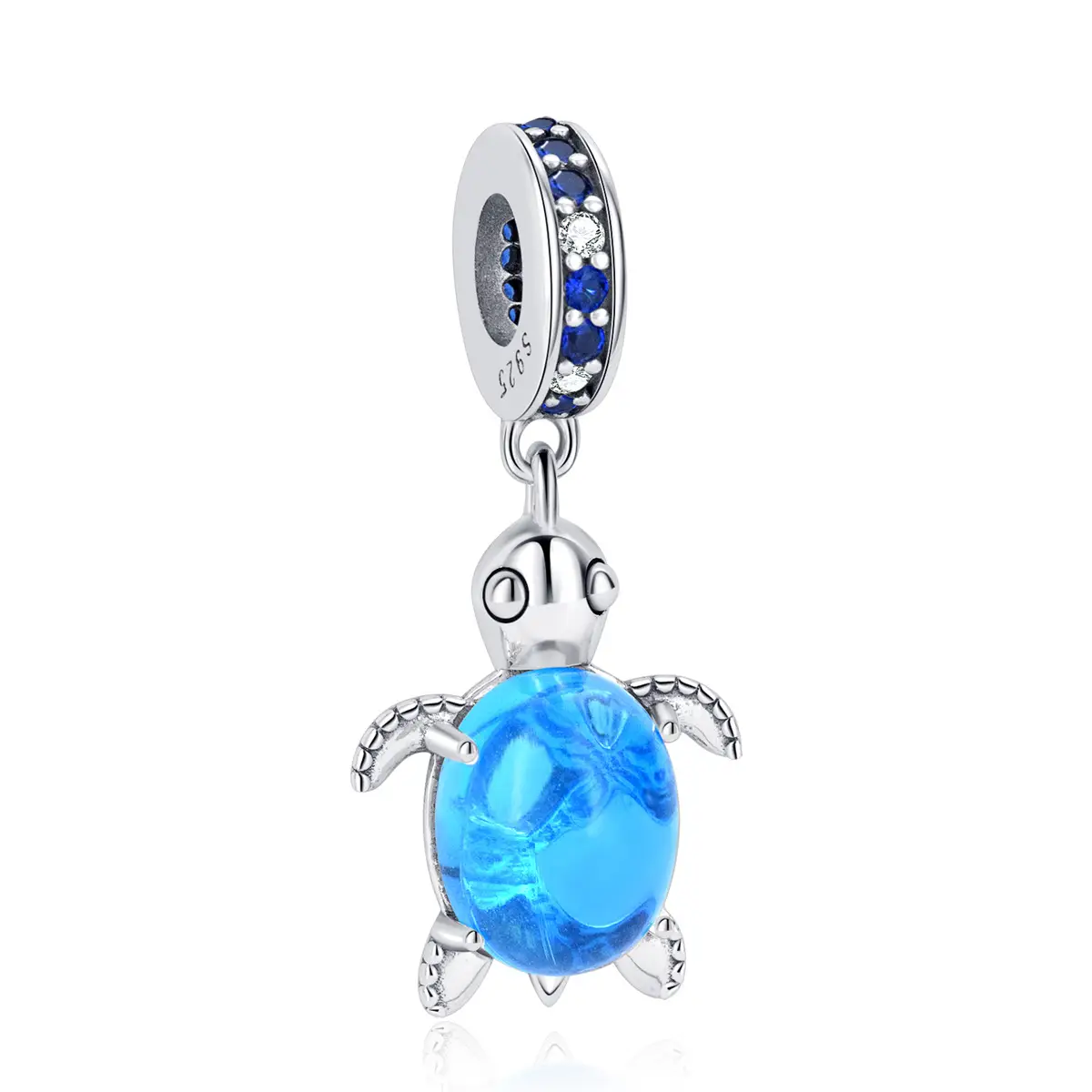 S925 Sterling Silver Starfish Pendant with Blue Beaded Starfish Pendant