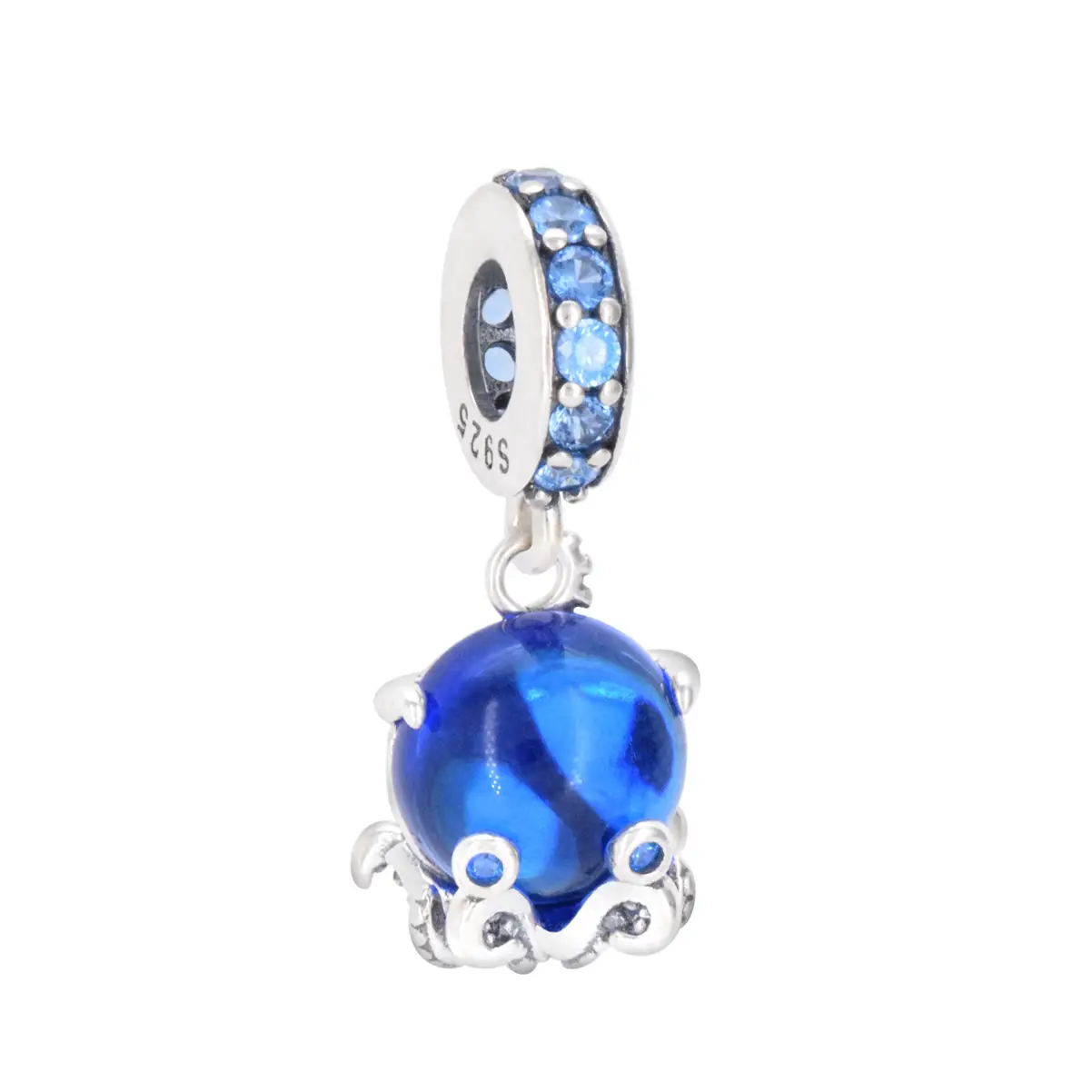 S925 Sterling Silver Starfish Pendant with Blue Beaded Starfish Pendant