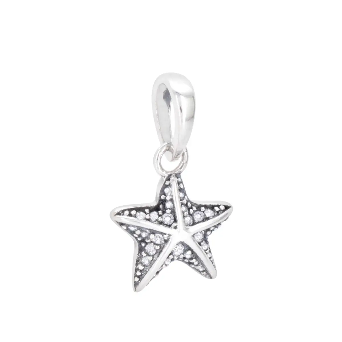 S925 Sterling Silver Starfish Pendant with Blue Beaded Starfish Pendant