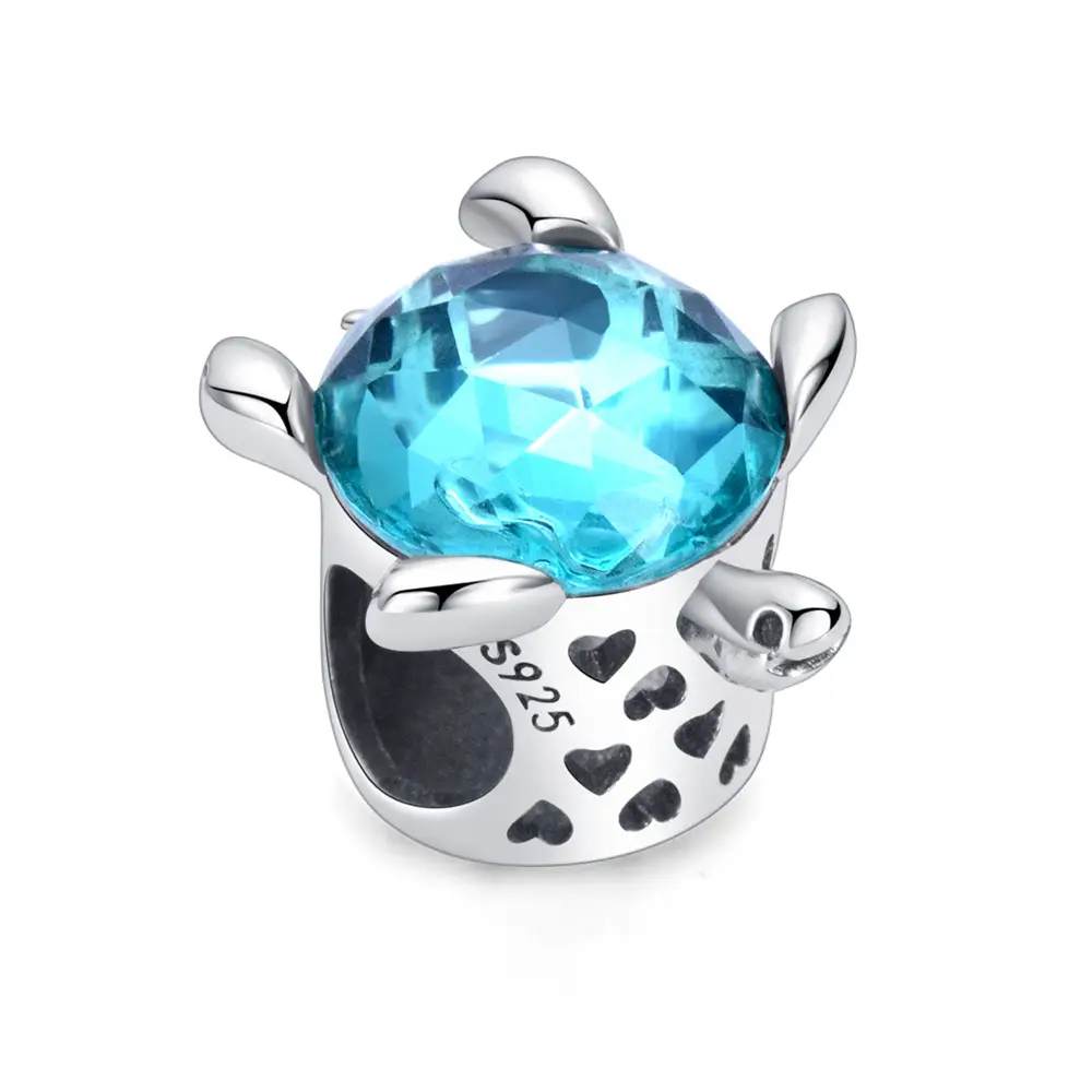 S925 Sterling Silver Starfish Pendant with Blue Beaded Starfish Pendant