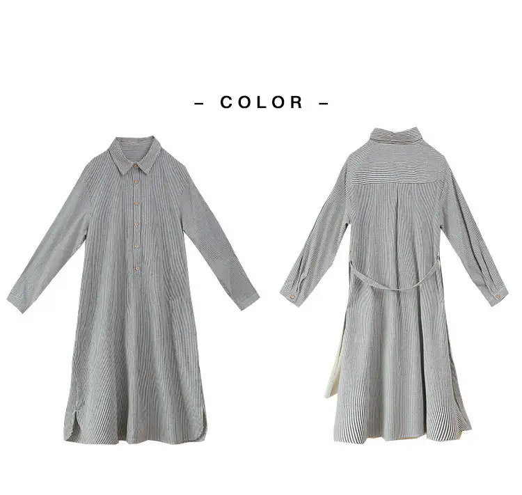 2025 Autumn Loose A-Line Striped Shirt Dress for Women — feature 1