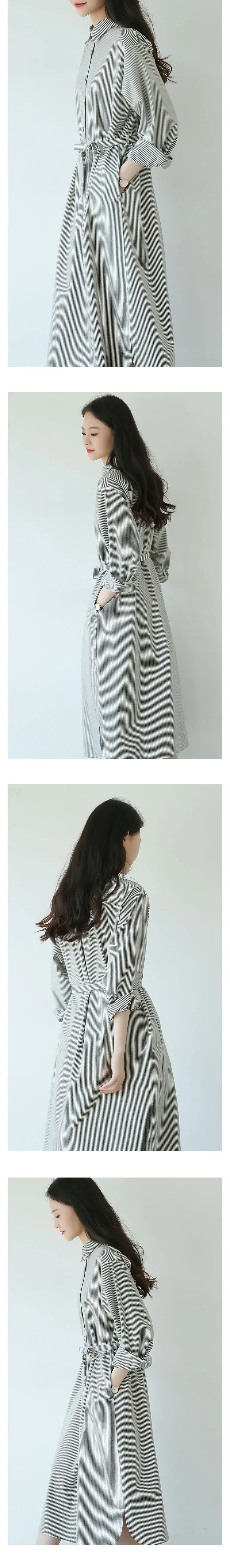 2025 Autumn Loose A-Line Striped Shirt Dress for Women — feature 10