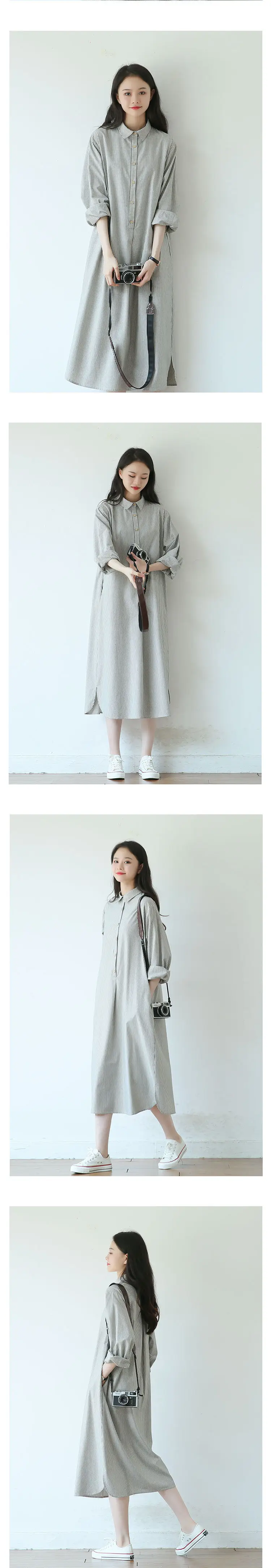 2025 Autumn Loose A-Line Striped Shirt Dress for Women — feature 5