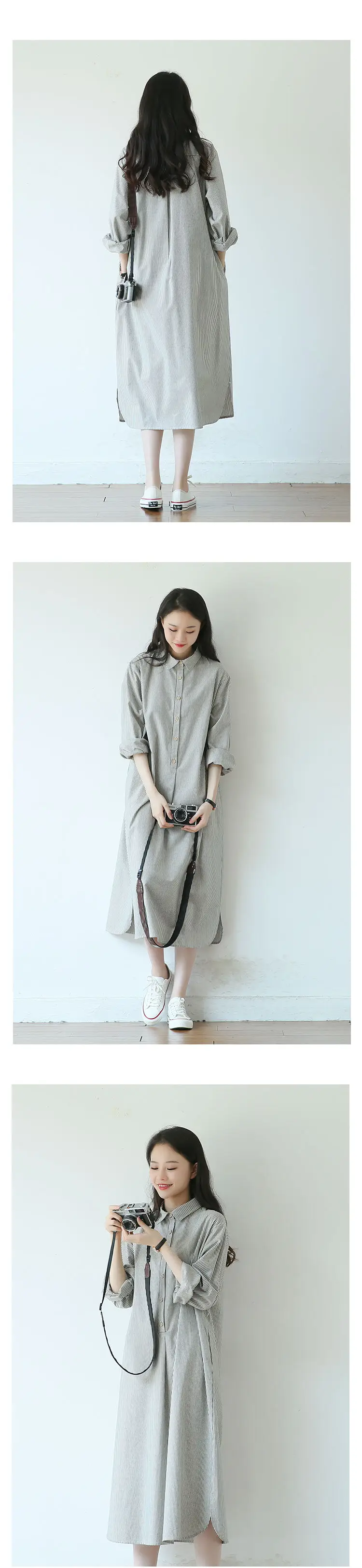 2025 Autumn Loose A-Line Striped Shirt Dress for Women — feature 6