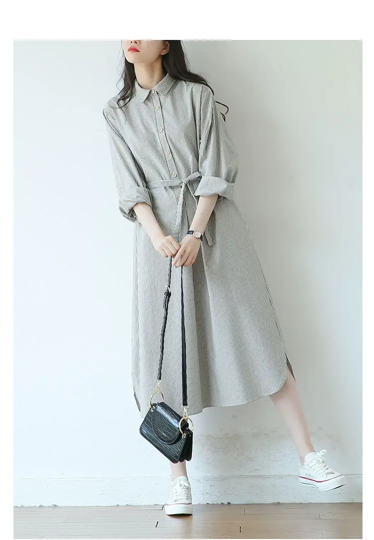 2025 Autumn Loose A-Line Striped Shirt Dress for Women — feature 7