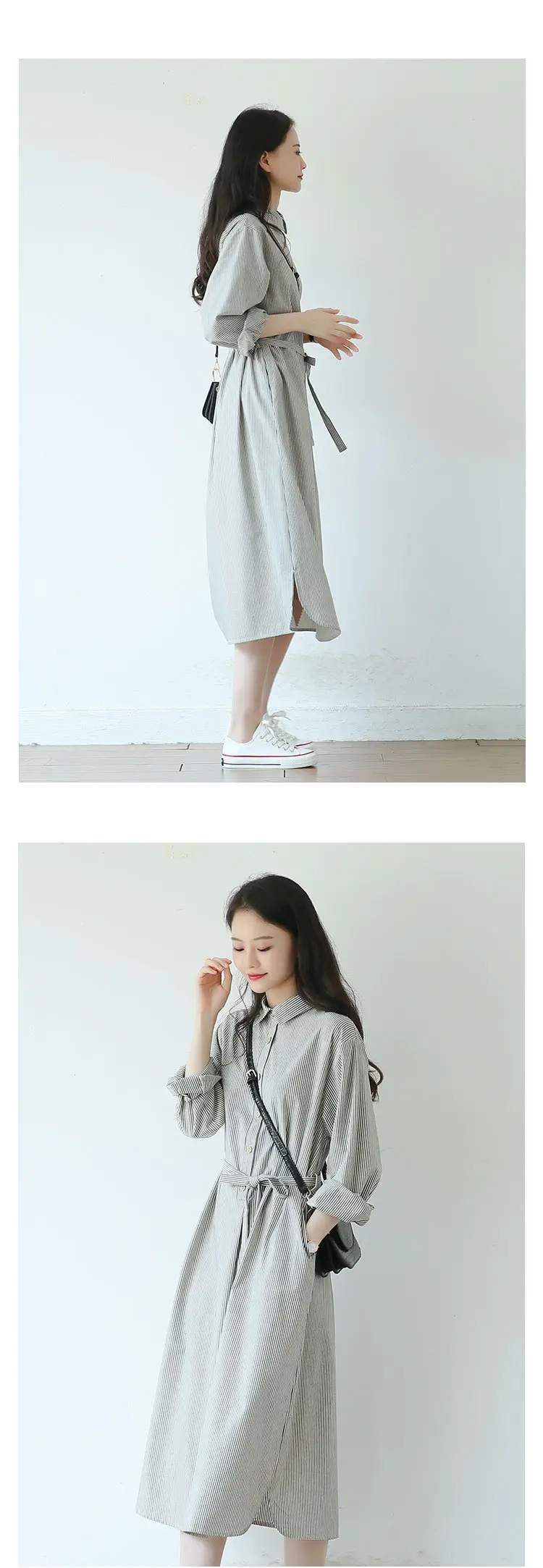 2025 Autumn Loose A-Line Striped Shirt Dress for Women — feature 8