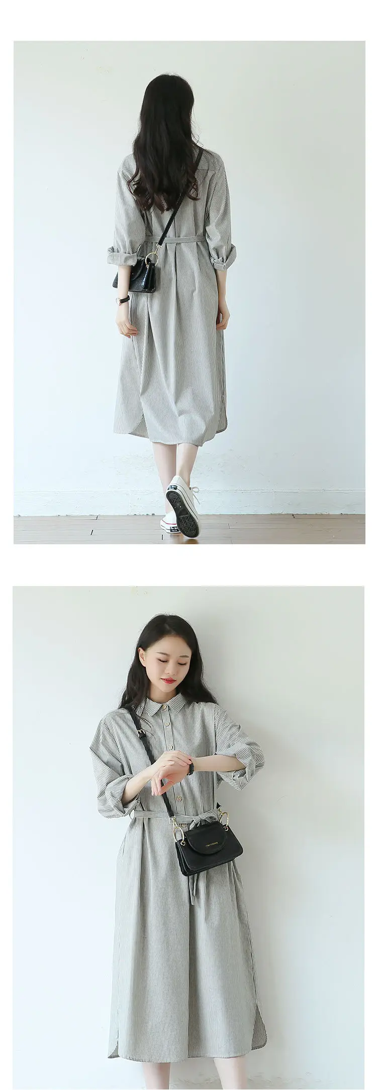 2025 Autumn Loose A-Line Striped Shirt Dress for Women — feature 9