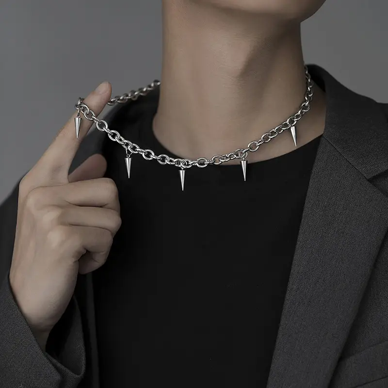 Men's Titanium Steel Tassel Necklace Punk Hip-hop Luxury Collar — feature 11