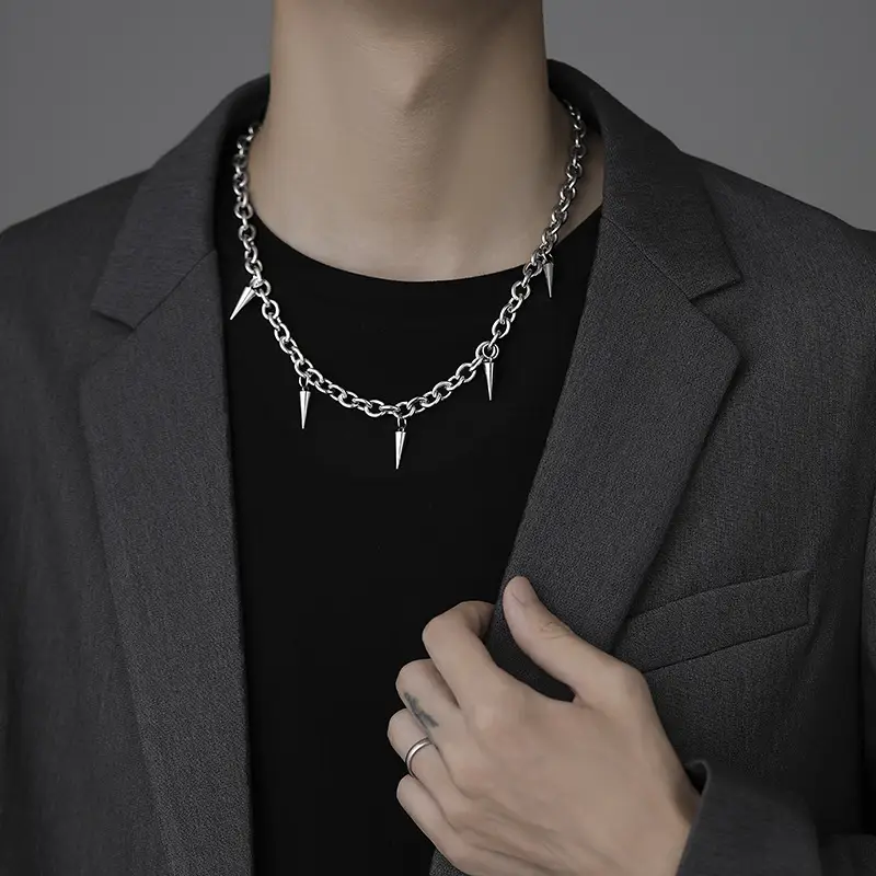 Men's Titanium Steel Tassel Necklace Punk Hip-hop Luxury Collar — feature 9
