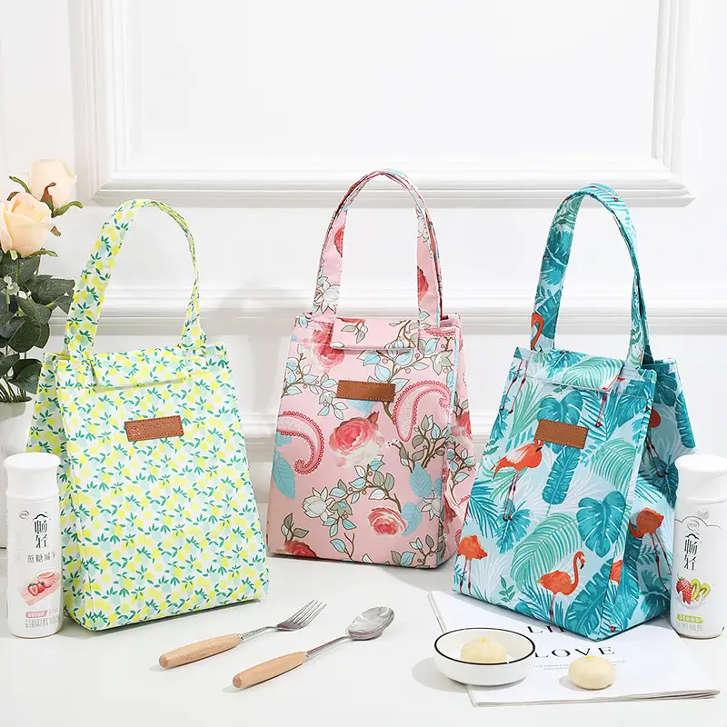 Pink Floral Insulated Lunch Box Bag for Women - Image 12