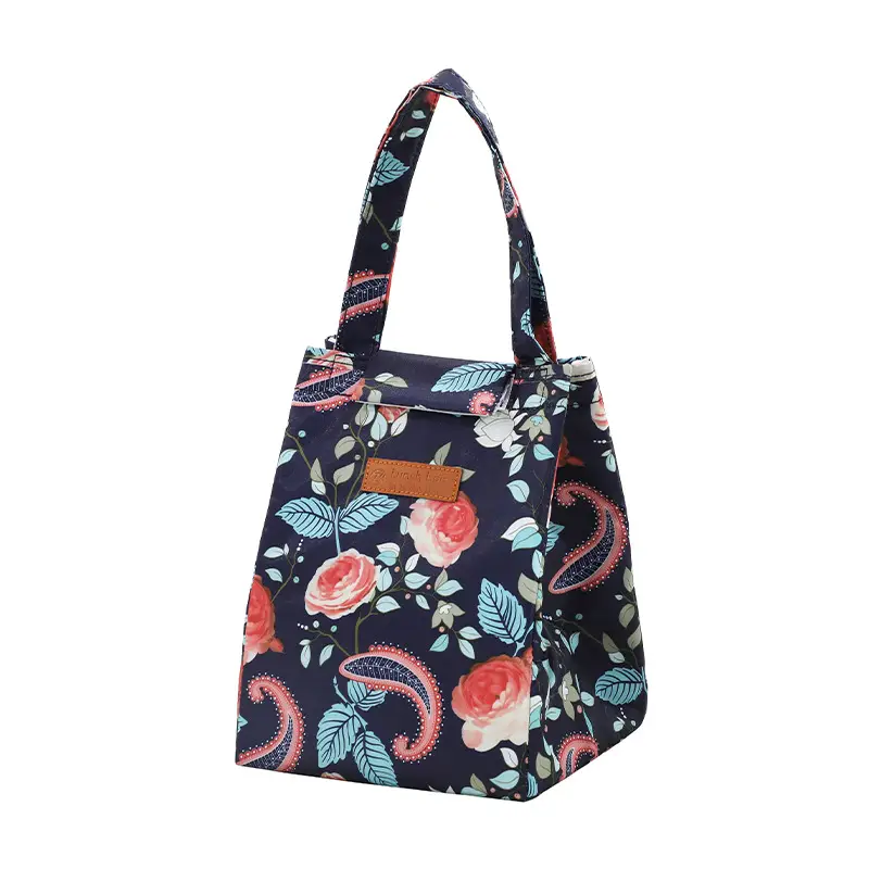 Pink Floral Insulated Lunch Box Bag for Women - Image 2
