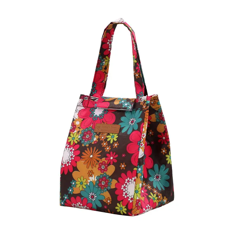 Pink Floral Insulated Lunch Box Bag for Women - Image 4