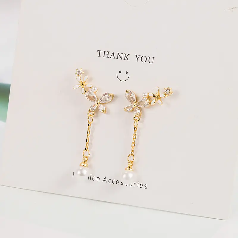 Flower Pearl Tassel Earrings Gold 2022 Fashion