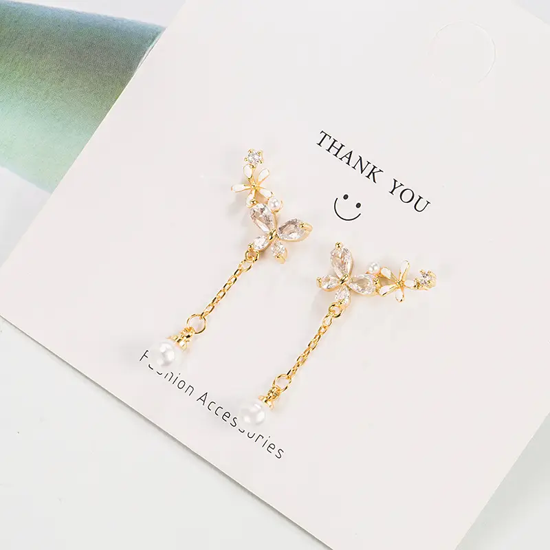 Flower Pearl Tassel Earrings Gold 2022 Fashion