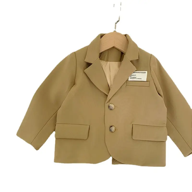 Tong Chenchen Kids Suit Beige Button Down 3Pc - Image 8