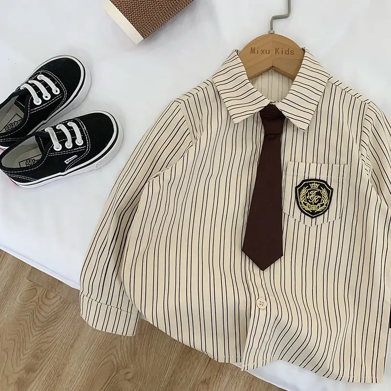 Tong Chenchen Kids Suit Beige Button Down 3Pc - Image 2