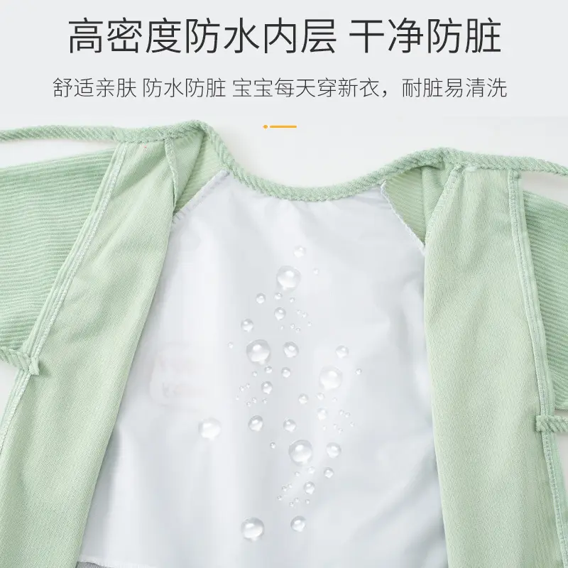 Baby Waterproof Cartoon Apron Yellow Grey - Image 8