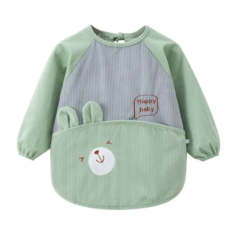 Baby Waterproof Cartoon Apron Yellow Grey - Image 9
