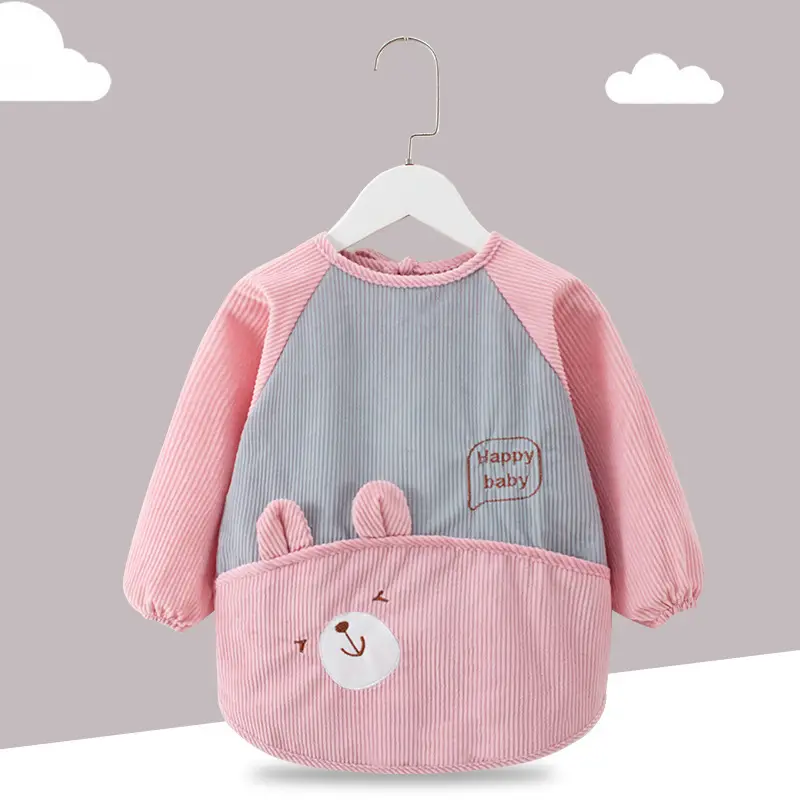 Baby Waterproof Cartoon Apron Yellow Grey - Image 2