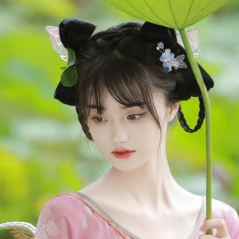 Blue Petal Hairpin with Pearl Accents