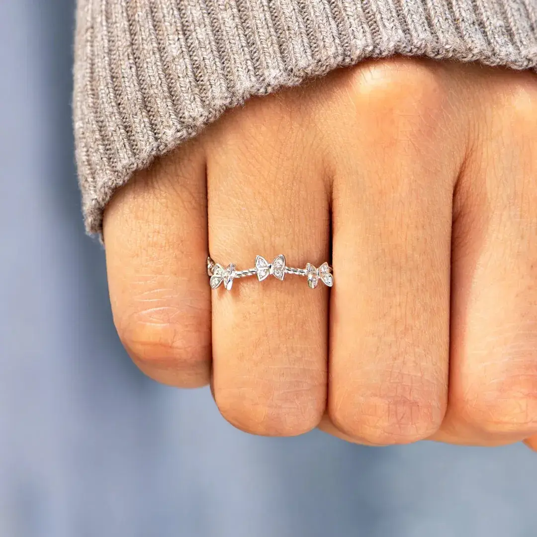 S925 Sterling Silver Butterfly Zircon Ring for Women