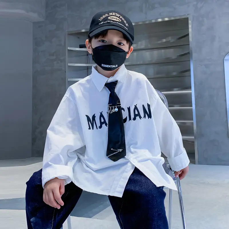 Kids Korean Style Mask Shirt Large Autumn 2024