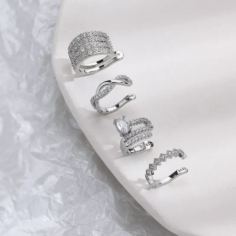 Ancient Cat Ning Ear Clip Multi Layer Geometry