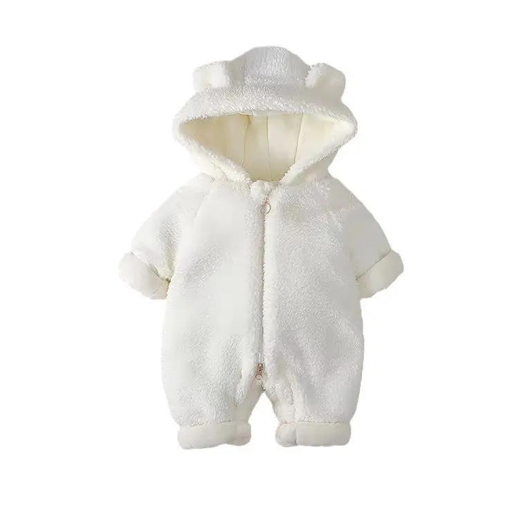Newborn Baby Hooded Fleece Suit Brown Winter Warm - Image 6