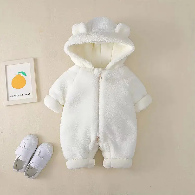 Newborn Baby Hooded Fleece Suit Brown Winter Warm - Image 2