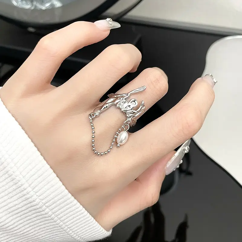 Moonstone Ring with Star Design Silver Plated - Image 3