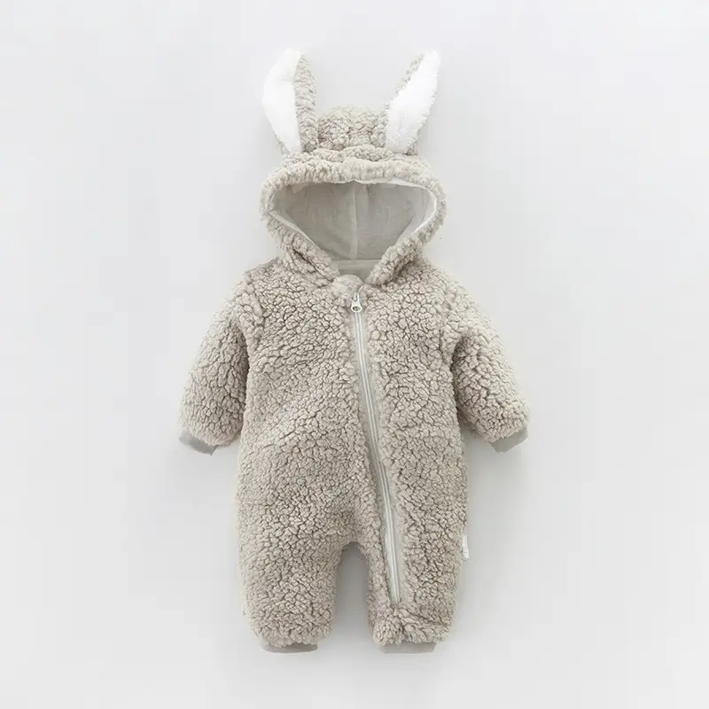 Baby Rabbit Ears Hooded Warmth Suit Grey - Image 5