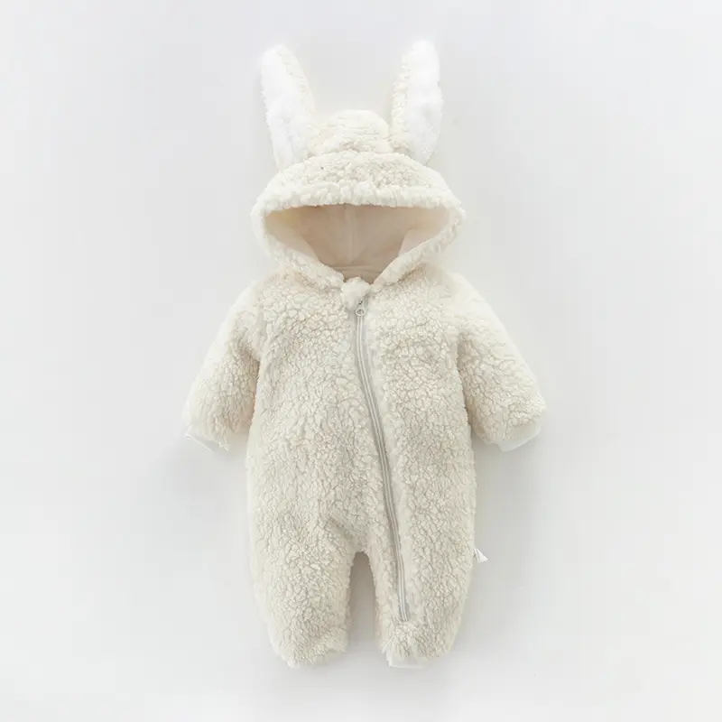 Baby Rabbit Ears Hooded Warmth Suit Grey - Image 4