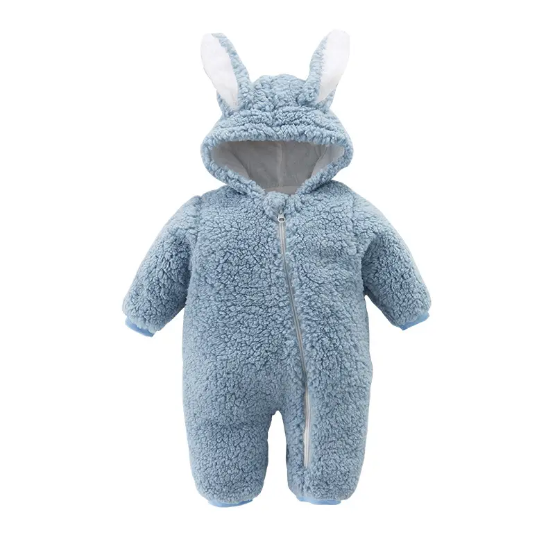 Baby Rabbit Ears Hooded Warmth Suit Grey - Image 7