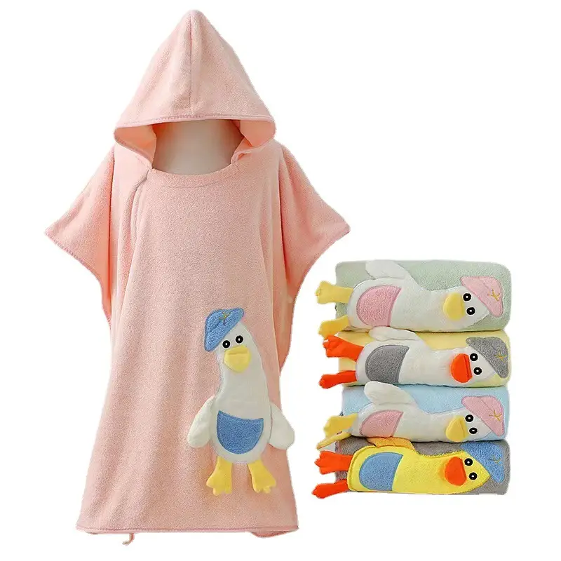 Spot Duck Hooded Bath Towel for Kids Fleece