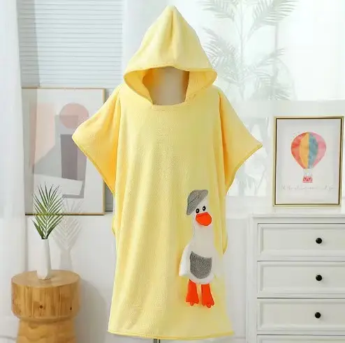 Spot Duck Hooded Bath Towel for Kids Fleece