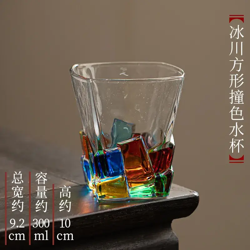Transparent Line Whiskey Wine Glass with Colorful Painted Design - Image 3