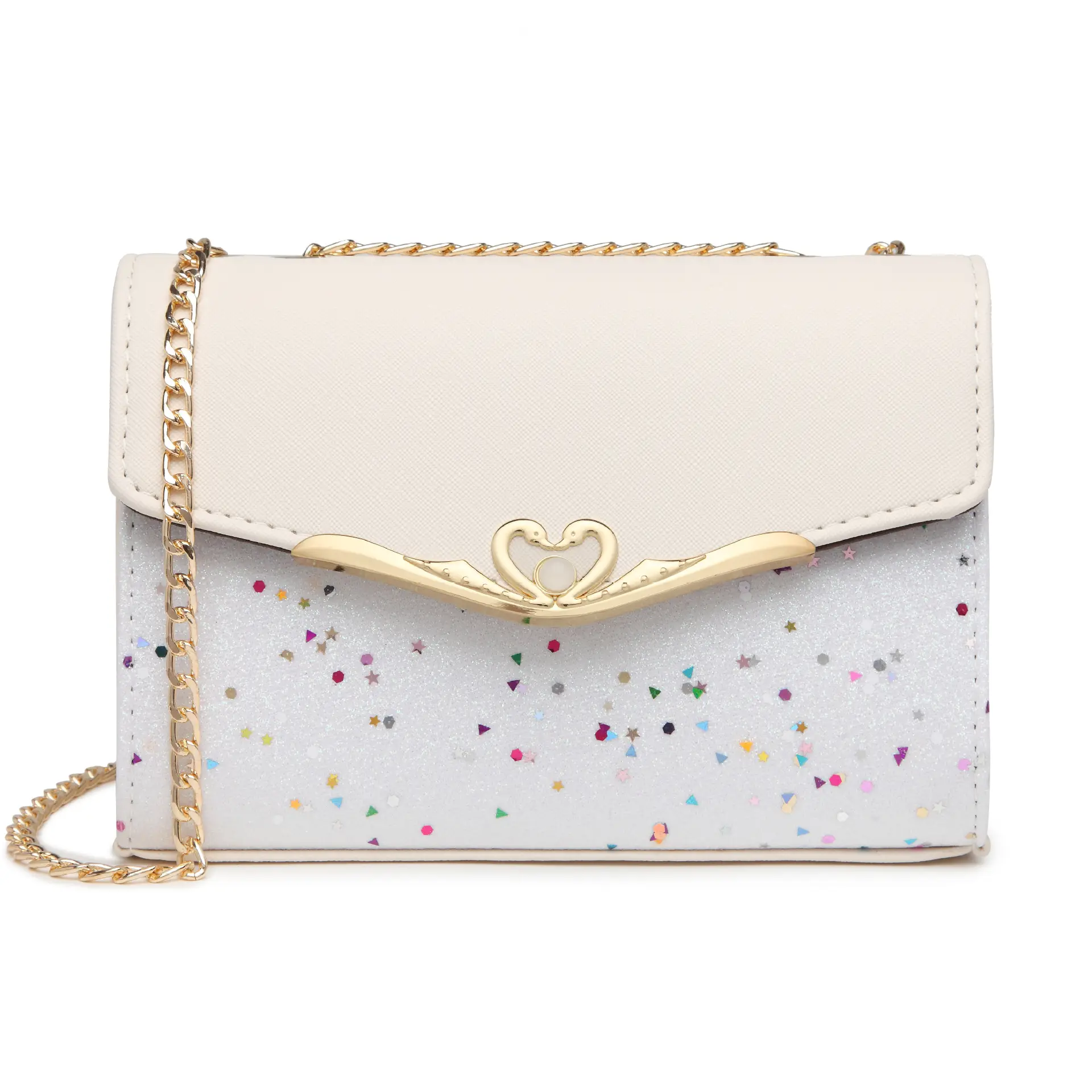 Women's Mini Crossbody Bag with Pearl Chain & Glitter Detail - Image 8