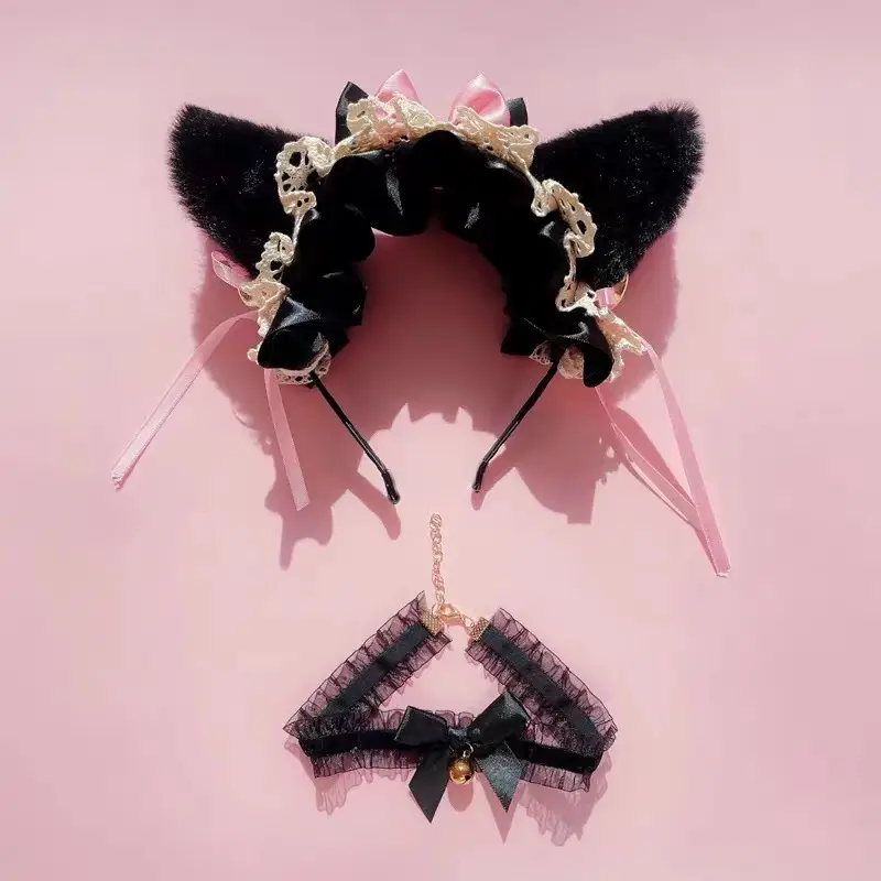 Lolita Cat Ears Hair Band Red Lace Headband