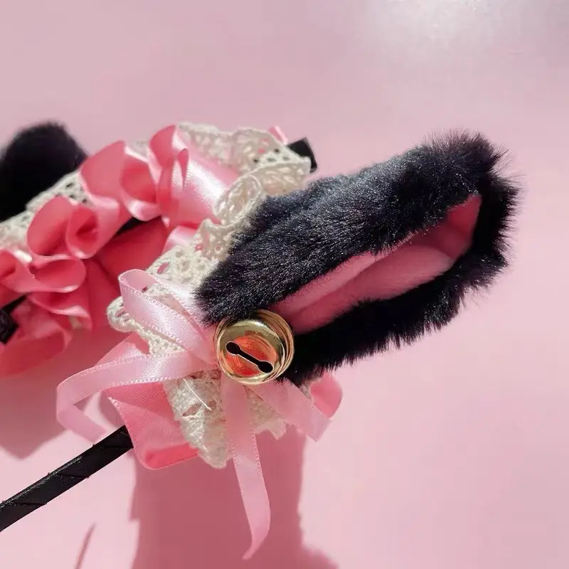 Lolita Cat Ears Hair Band Red Lace Headband