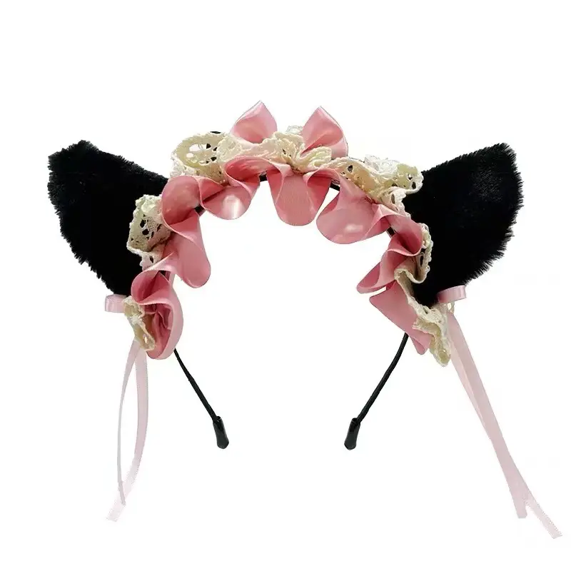 Lolita Cat Ears Hair Band Red Lace Headband