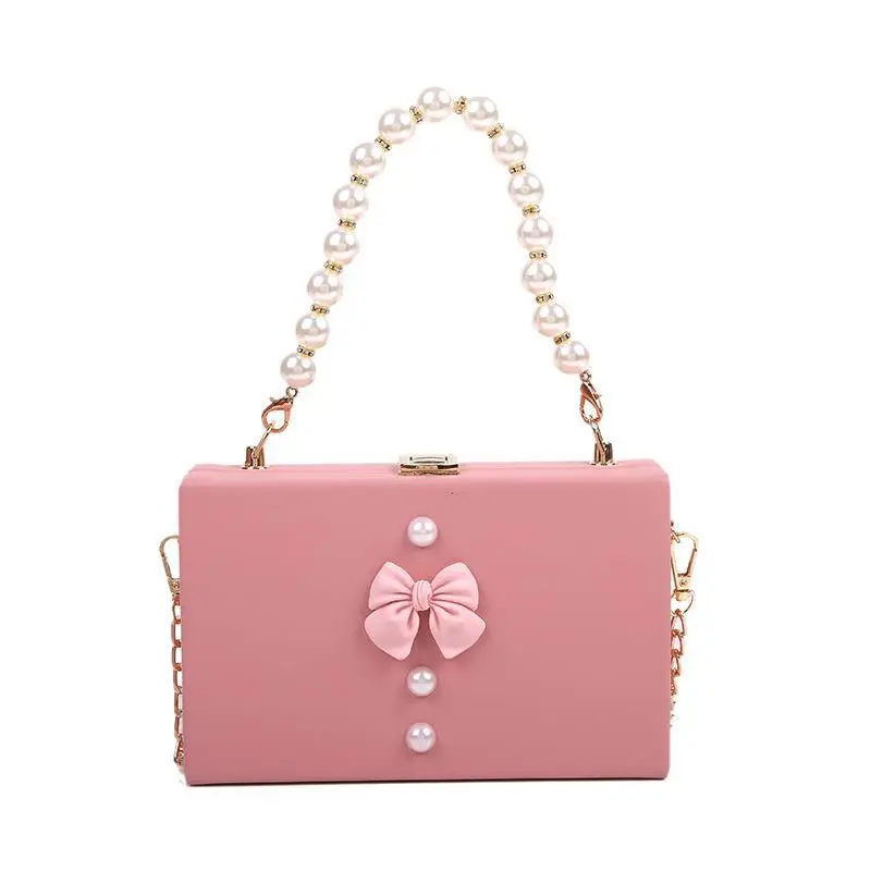 Pearl Chain Shoulder Bag Red Women's 2021 - Image 4