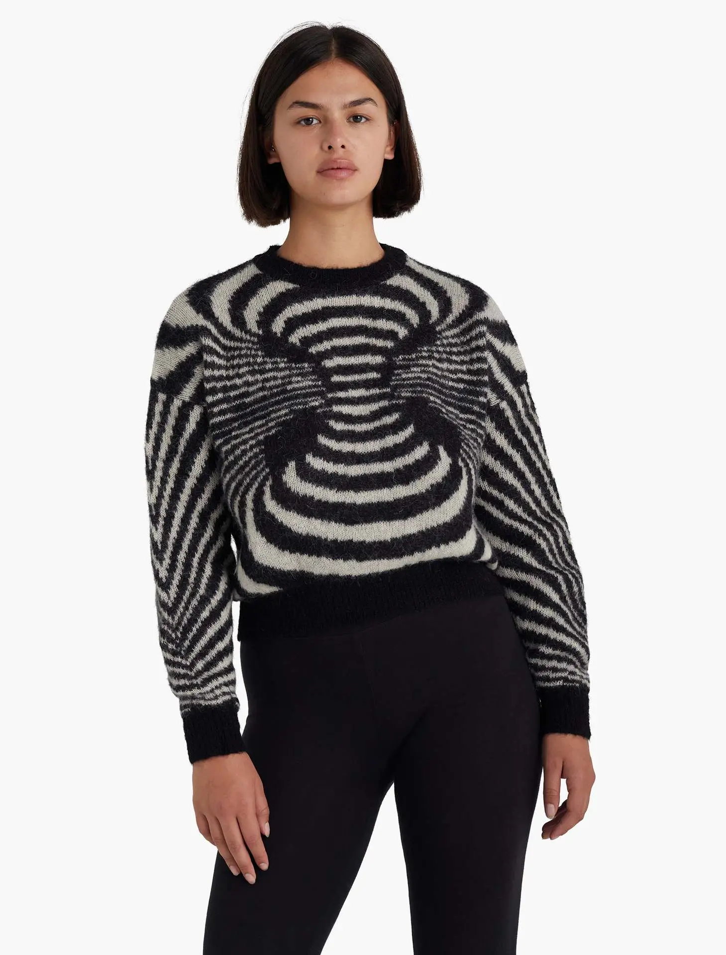 Green Striped Long Sleeve Sweater for Women