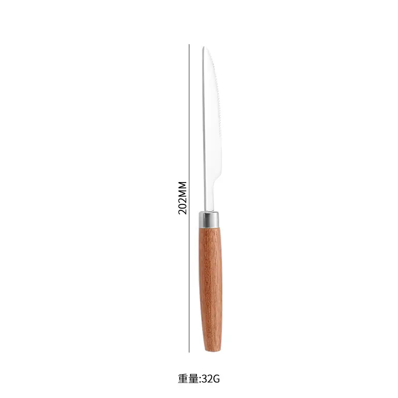 Cross-border Japanese 304 Stainless Steel Knife Set with Wooden Handles - Image 3