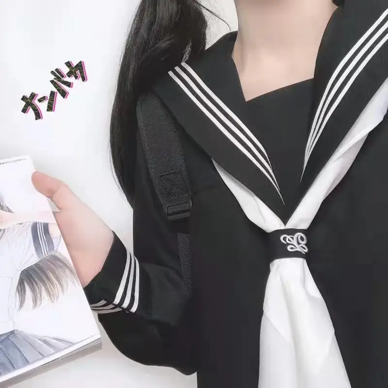 Japanese School Uniform Black Sailor Tie Top Women - Image 8