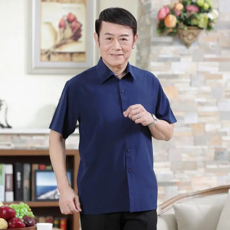 Men's Short Sleeve Thin Chiffon Shirt Grey 60+ - Image 9