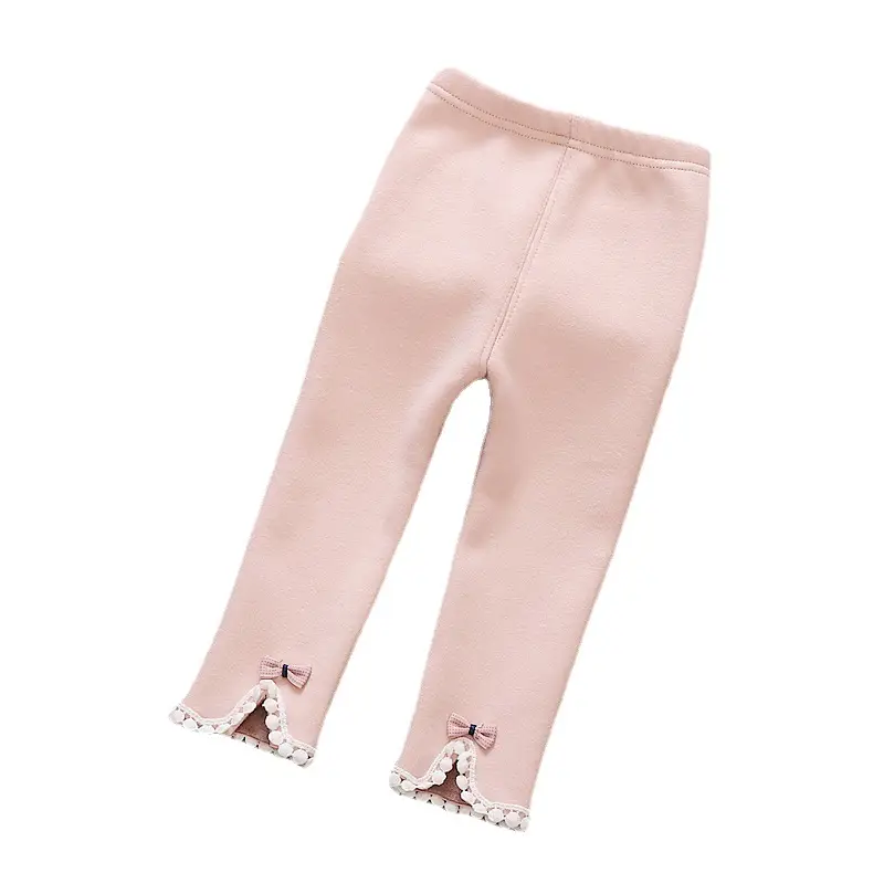 Girls Fleece Lined Winter Leggings with Bow Trim - Image 8