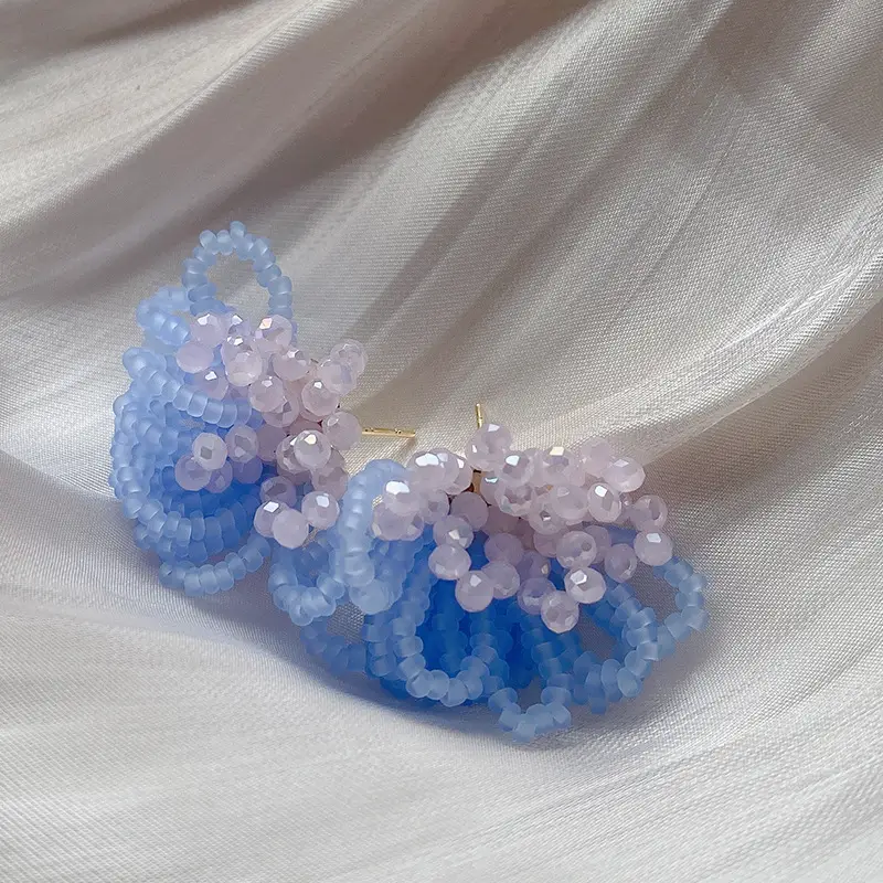 Castle Peak Fog 925 Silver Ear Clip with Crystal Tassel