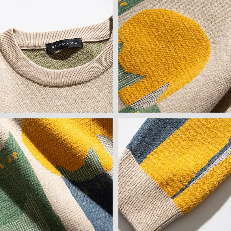 Men's Momo Top Graphic Sweatshirt Black Yellow Green